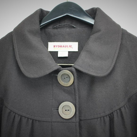 Hydraulic Brown Wool Blend Peacoat - Picture 2 of 5